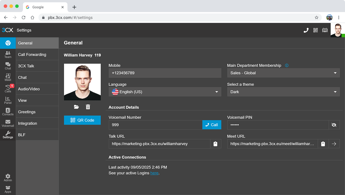 3cx phone system settings