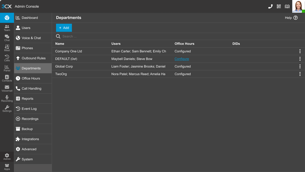 3CX multi-tenant - companies