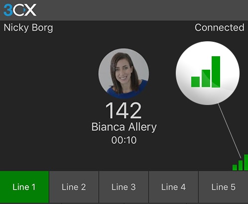 3CX iOS VOIP istemciler için yeni arama kalitesi göstergesi