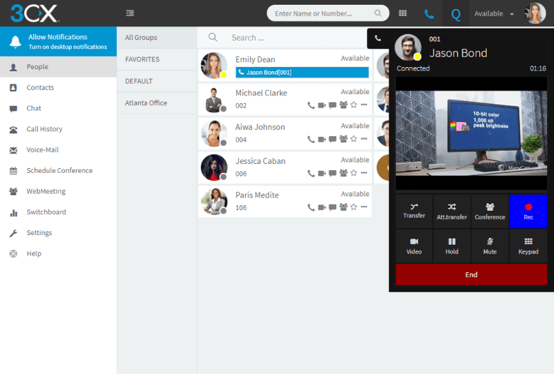 3CX V15.5, Güncelleme 6 ile gelen yeni web tabanlı softphone